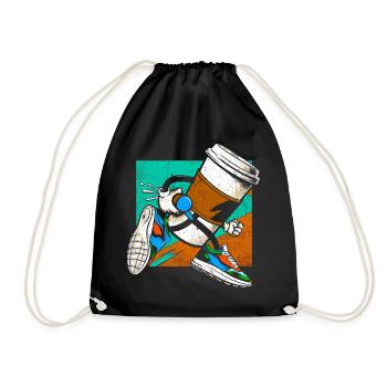 Coffee Junkie: Fun Design for Coffee-to-Go - Drawstring Bag - black - Front