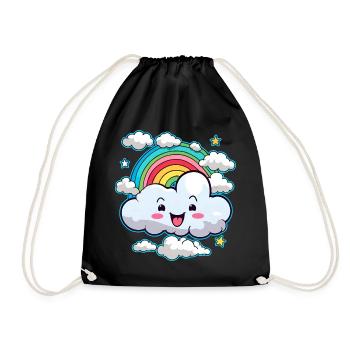 Cute cloud with rainbow - Drawstring Bag - black - Front