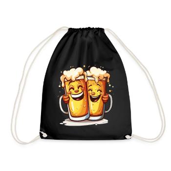 Beer Funny Beer Mugs Laughing Drinking Alcohol Humor - Drawstring Bag - black - Front