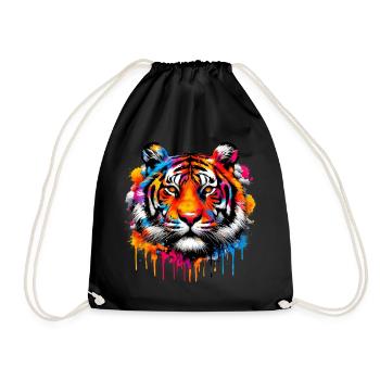 Tiger - Drawstring Bag - black - Front