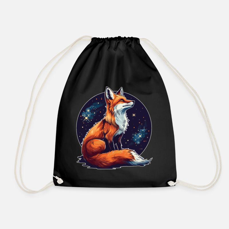 Fuchs mit Sternen - Turnbeutel - Schwarz