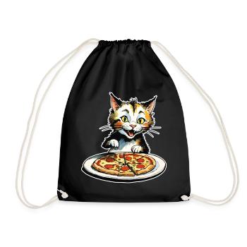 Le chat adore la pizza - Sac de sport léger - noir - Devant