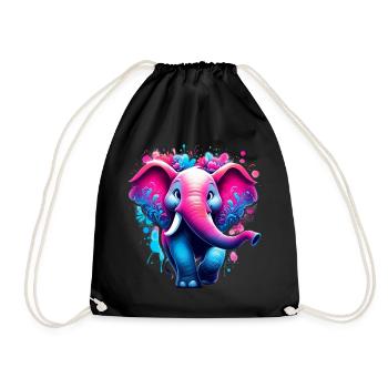 Elefant - Turnbeutel - Schwarz - Vorne