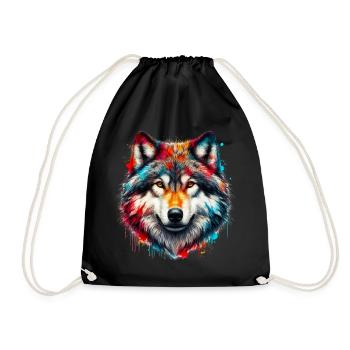 Wolf - Turnbeutel - Schwarz - Vorne