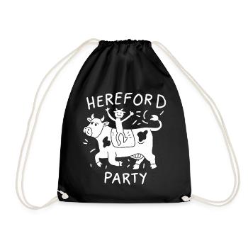 Kuh-Party mit Herefords - Turnbeutel - Schwarz - Vorne