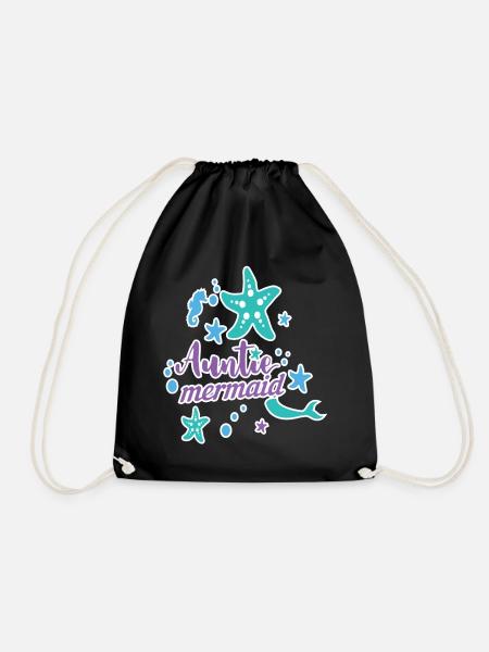 Auntie Mermaid - Drawstring Bag - black