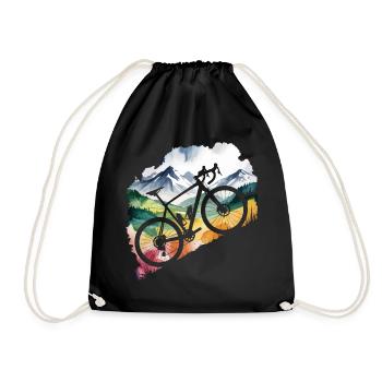 Mountain Biking Adventure Scene - Drawstring Bag - black - Front