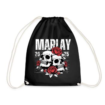 Crâne squelette avec des roses et un thème commémoratif - Sac de sport léger - noir - Devant