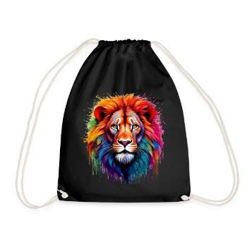 Rainbow Lion Art Splash - Drawstring Bag - black - Front