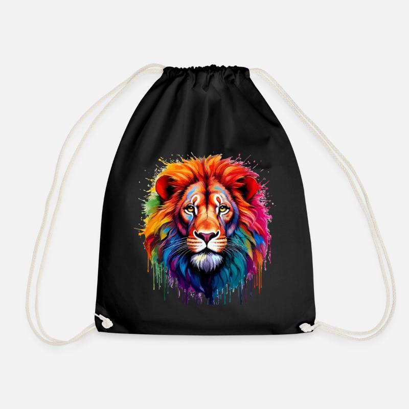 Regenbogenlöwe Kunstspritzer - Turnbeutel - Schwarz