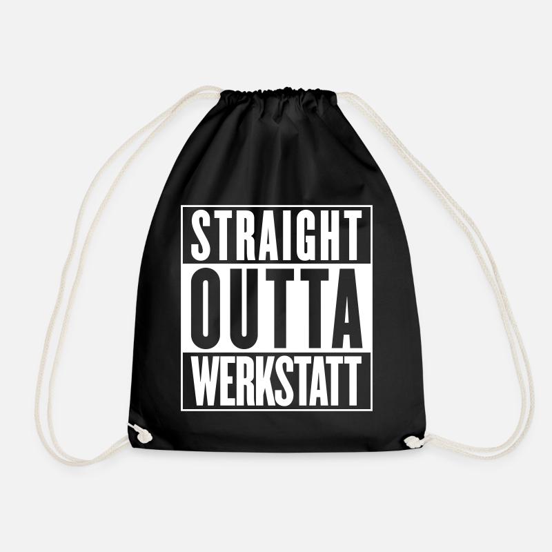 Straight outta workshop (color changeable) - Drawstring Bag - black