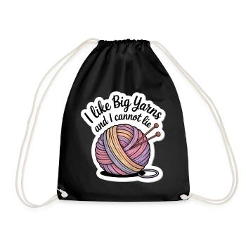 Big Yarns Cozy Wool Sticker – Craft & Knit - Drawstring Bag - black - Front