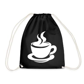 Coffee cup with steam minimalist design - Drawstring Bag - black - Front