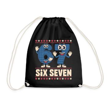6 7 Sechs Sieben Meme – Weihnachten Kids Gaming - Turnbeutel - Schwarz - Vorne