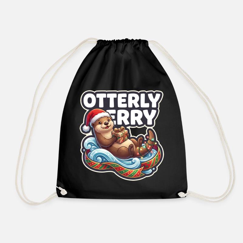 Otterly Merry Weihnachtsotter - Turnbeutel - Schwarz
