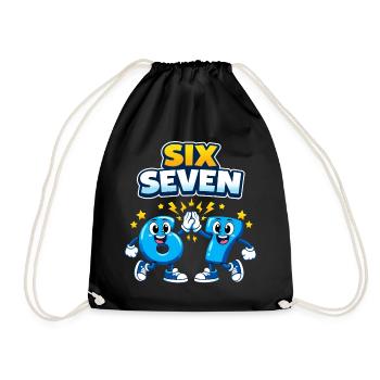 Number 67 Six Seven - 6 7 Memes - Drawstring Bag - black - Front