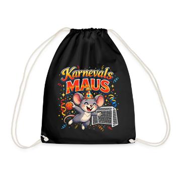 Karnevalsmaus Handball Geschenk Lustig Fasching - Turnbeutel - Schwarz - Vorne