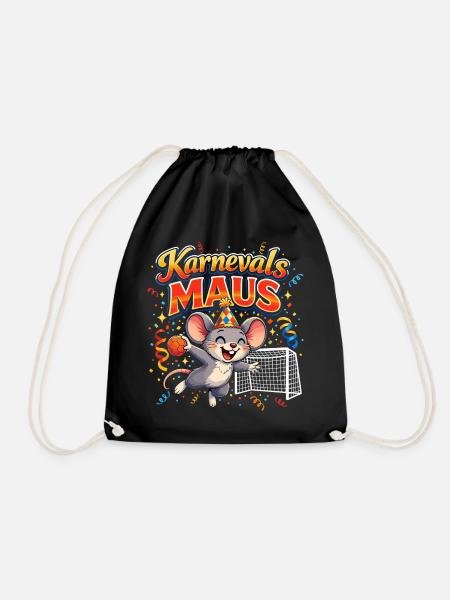Karnevalsmaus Handball Geschenk Lustig Fasching - Turnbeutel - Schwarz