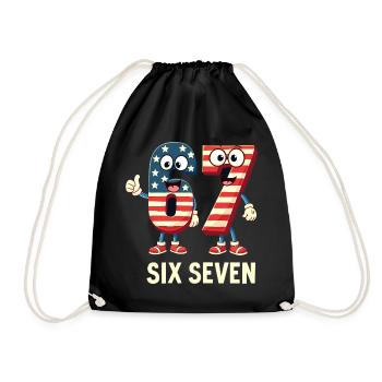 US Flag 67 Memes Six Seven - Drawstring Bag - black - Front