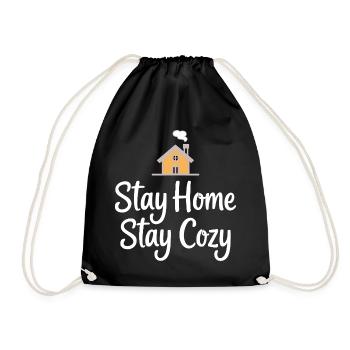 Stay Home Stay Cozy House Coziness - Drawstring Bag - black - Front