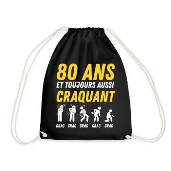 80 ans humour anniversaire vintage - Sac de sport léger - noir - Devant