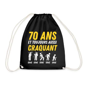 70 ans humour anniversaire vintage - Sac de sport léger - noir - Devant