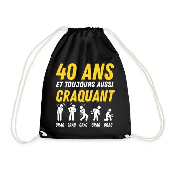 40 ans humour anniversaire vintage - Sac de sport léger - noir - Devant