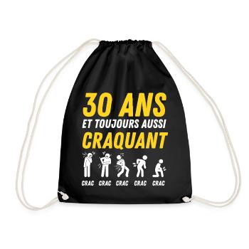 30 ans humour anniversaire vintage - Sac de sport léger - noir - Devant