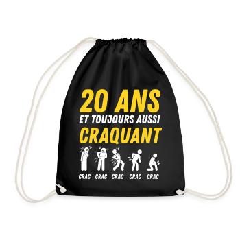 20 ans humour anniversaire vintage - Sac de sport léger - noir - Devant