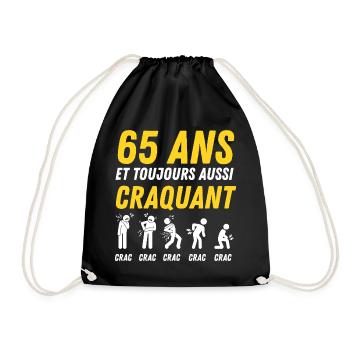 65 ans humour anniversaire vintage - Sac de sport léger - noir - Devant