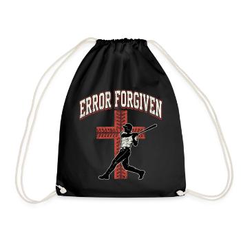 Error Forgiven Christian Baseball Faith Jesus - Drawstring Bag - black - Front
