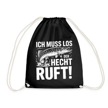 Hecht Angeln Humor - Turnbeutel - Schwarz - Vorne