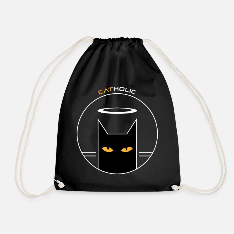 Cat - Drawstring Bag - black