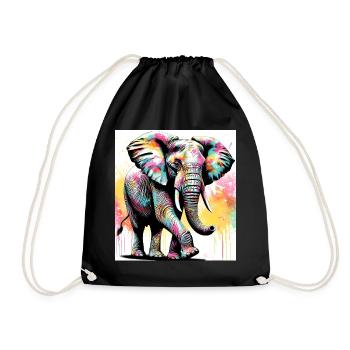 Elefant - Turnbeutel - Schwarz - Vorne