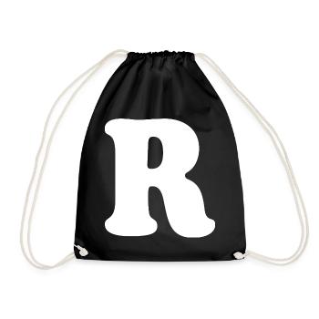Large R Style Print | Letter R | R Logo - Drawstring Bag - black - Front