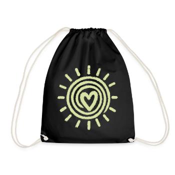 Sun Heart Hand Drawing - Drawstring Bag - black - Front