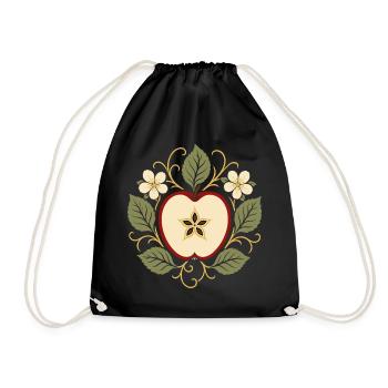 Magischer Apfel mit Pentagramm Symbol - Turnbeutel - Schwarz - Vorne