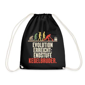 Evolution Endstufe Kegelbruder – Kegeln Spruch - Turnbeutel - Schwarz - Vorne