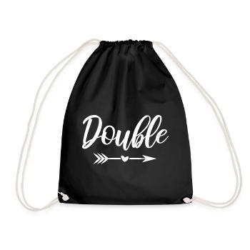 Zwillinge Zwillingsspruch Double Trouble - Turnbeutel - Schwarz - Vorne