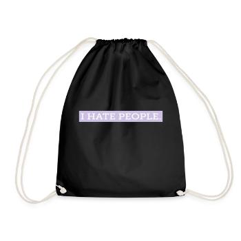 I HATE PEOPLE. - Drawstring Bag - black - Front