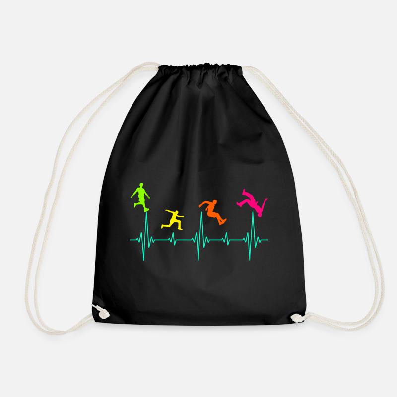 Parkour Free Running Runner Traceur Heartbeat - Drawstring Bag - black