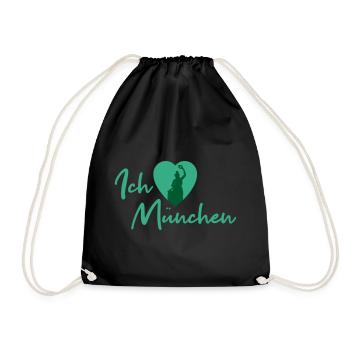 Ich liebe München - Schriftzug - Turnbeutel - Schwarz - Vorne