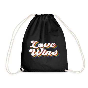 Love Wins LGBTQ Rainbow Gay Pride CSD - Drawstring Bag - black - Front