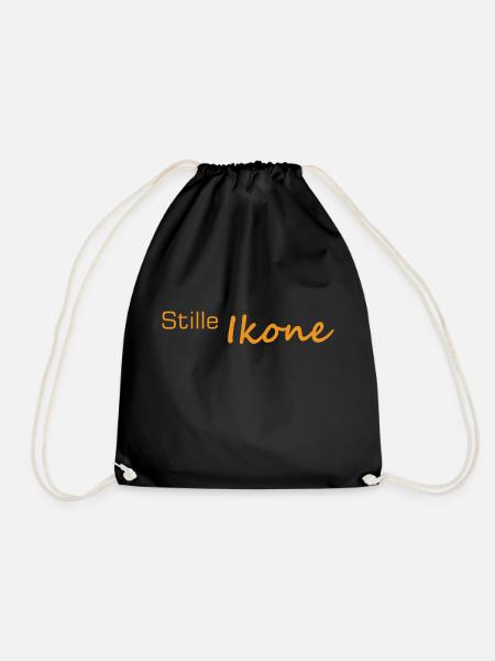 Stille Ikone Schrift in Orange - Turnbeutel - Schwarz