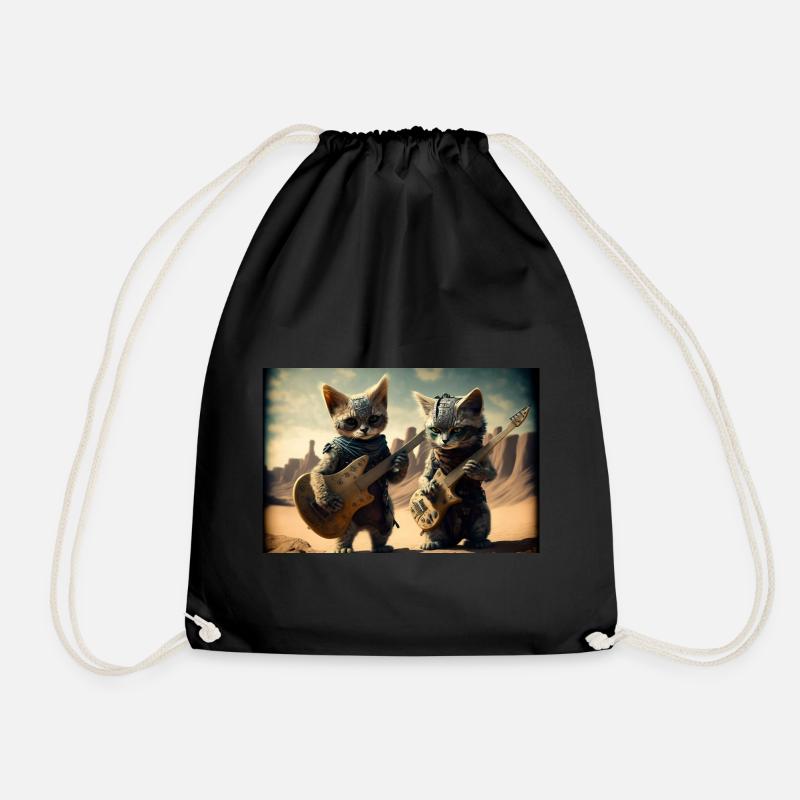 Rock Cats 1 - Drawstring Bag - black