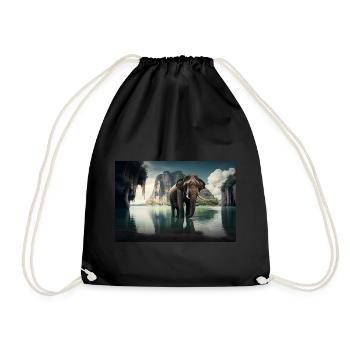 Thailand Elephant Travel Temple Bangkok Gift - Drawstring Bag - black - Front