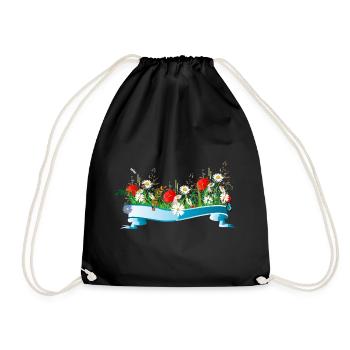 colorful spring meadow with flowers and insects - Drawstring Bag - black - Front