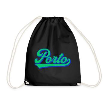 Porto Neon Script Retro - Drawstring Bag - black - Front