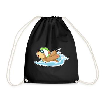 Bär Schwimmen Schwimmbrille Sommer - Turnbeutel - Schwarz - Vorne