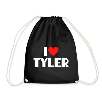 I love Tyler Rotes Herz Romantischer Name Fan - Turnbeutel - Schwarz - Vorne